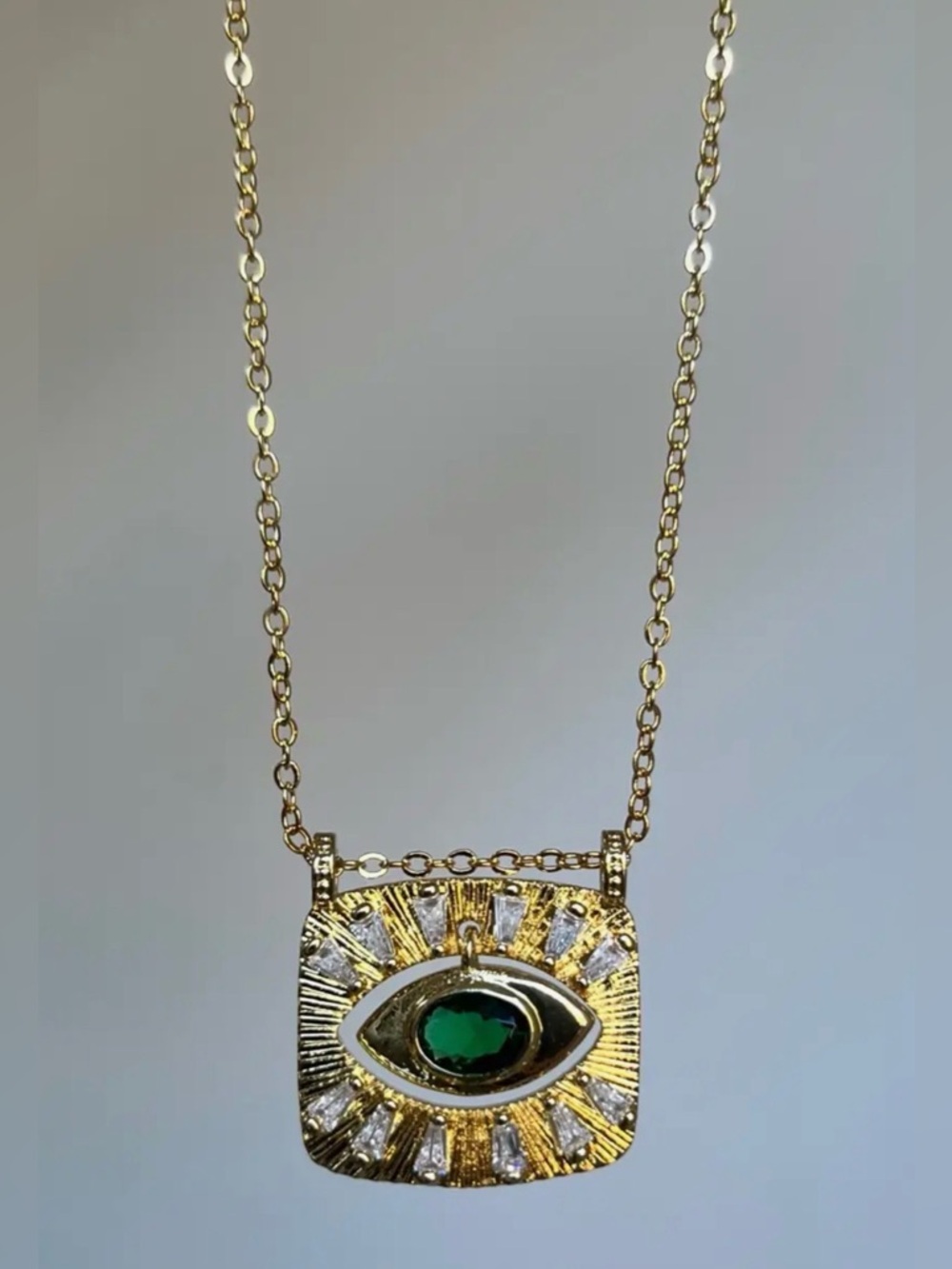 Gold-Tone Emerald Eye Pendant Necklace - Women's Jewelry